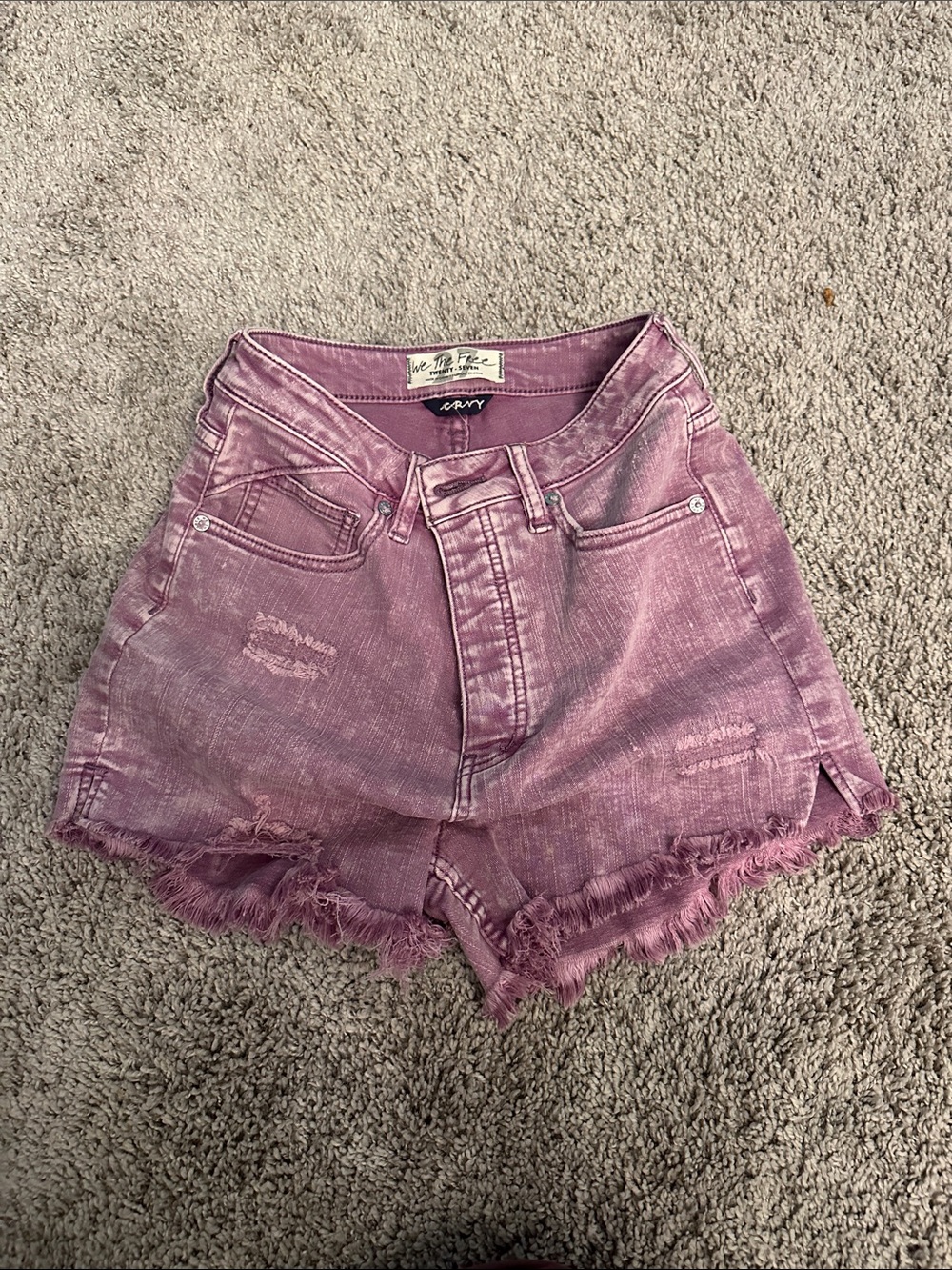 We The Free Washed Pink Distressed Denim Shorts